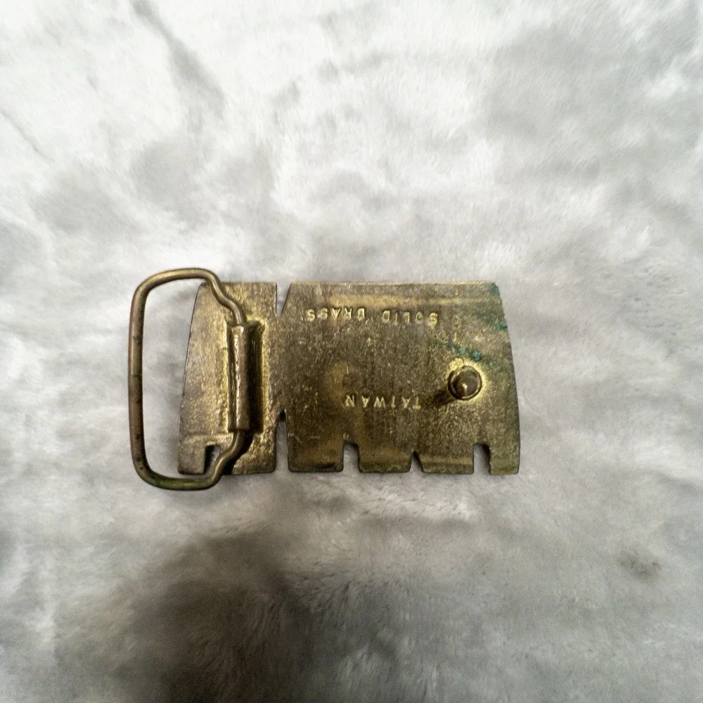 Solid Brass Gold AWANA Western Utility Belt Buckle for Men 2.75